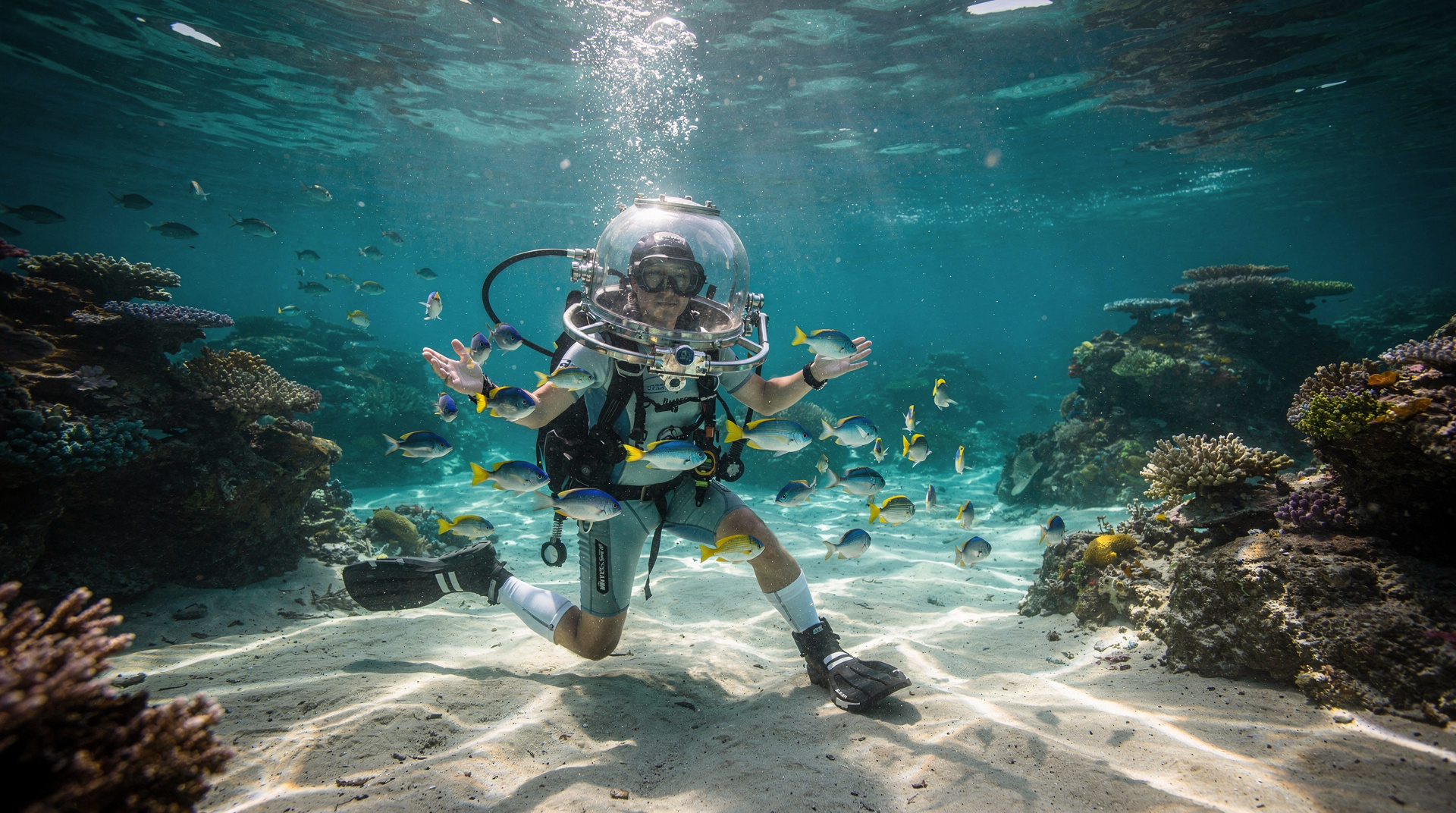 Sous-marin, marche sous-marine et scooter sous-marin à l'île Maurice